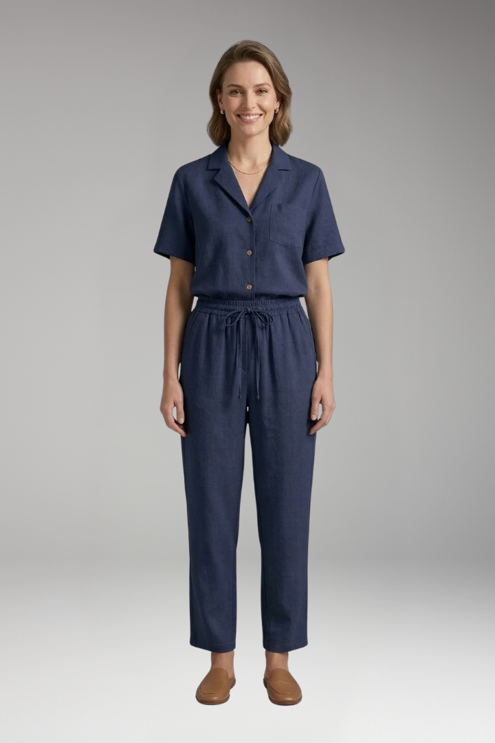 Women's Two Piece Set with Short Sleeve Shirt