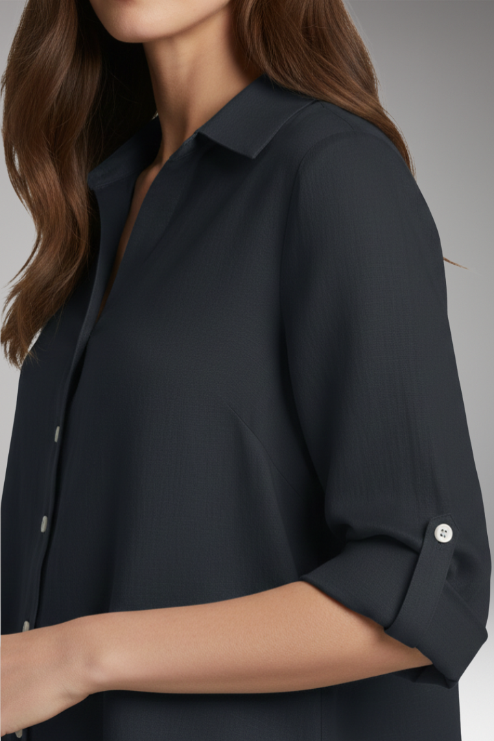 Women's Blouse with Classic Collar and Long Sleeves