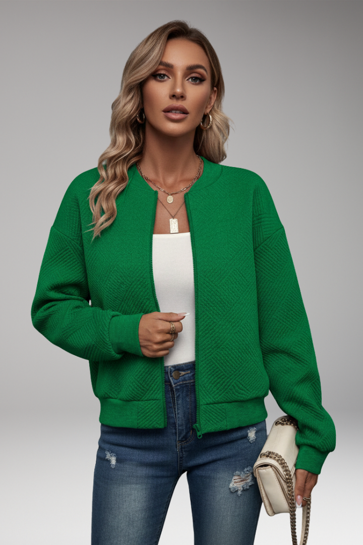 Women’s Cardigan with Zip Closure and Ribbed Hem
