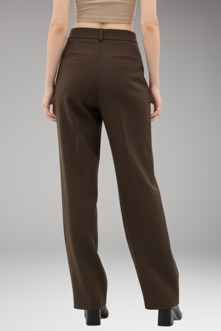 Women's Dress Trousers with Asymmetrical Layer and Wide Legs