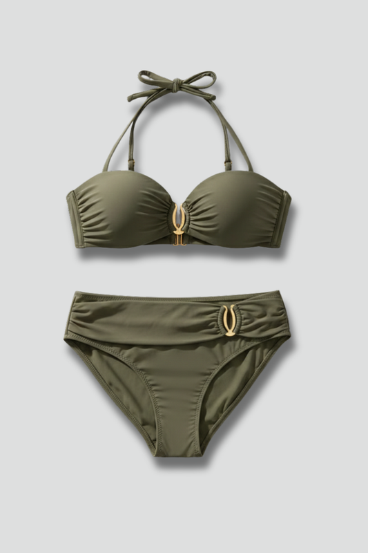 Women’s Halter Bikini Set with High-Waisted Bottoms