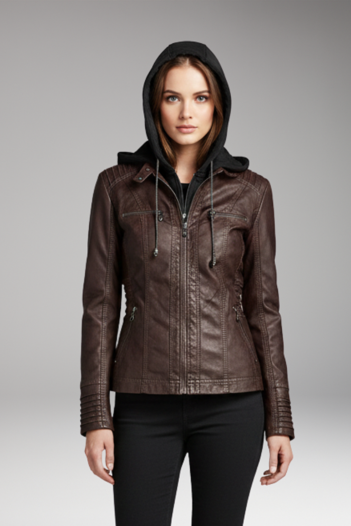 Women’s Jacket with Hood and Front Zip Closure