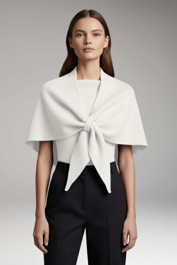 Women’s Knit Shawl with Even-Looking Surface and Draped Edges