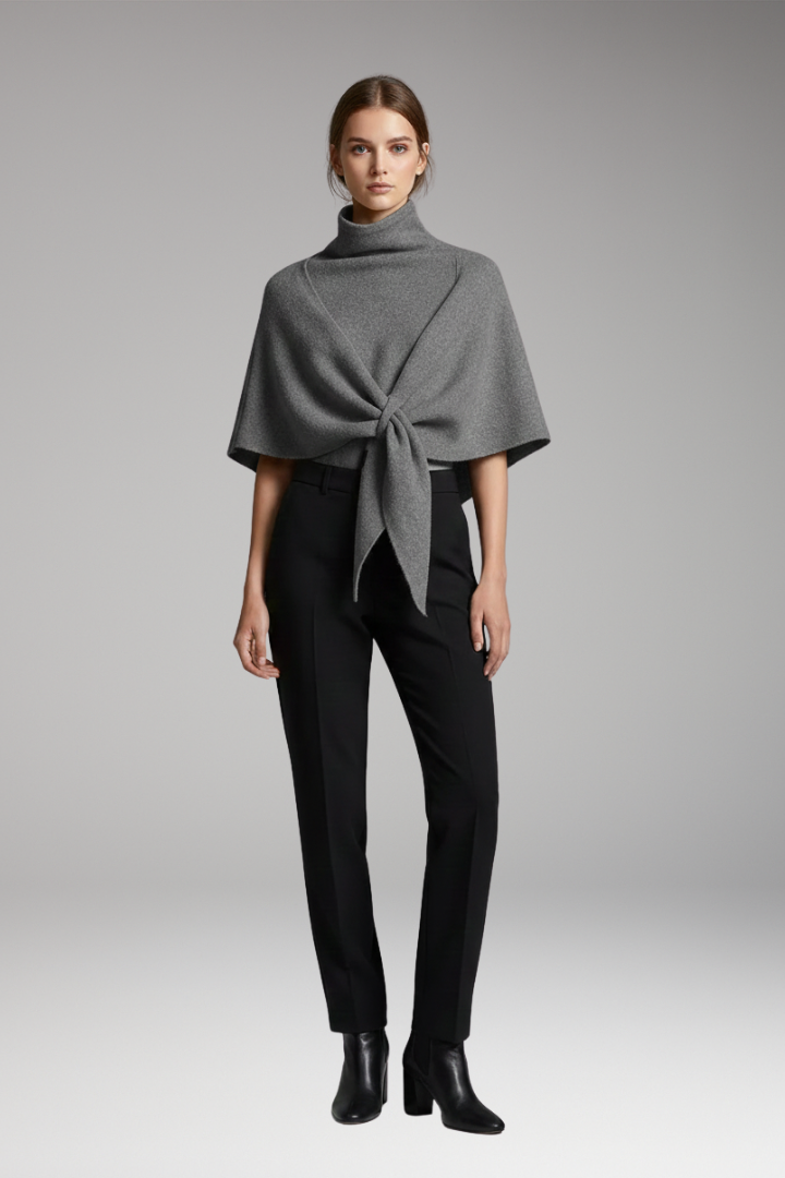 Women’s Knit Shawl with Even-Looking Surface and Draped Edges