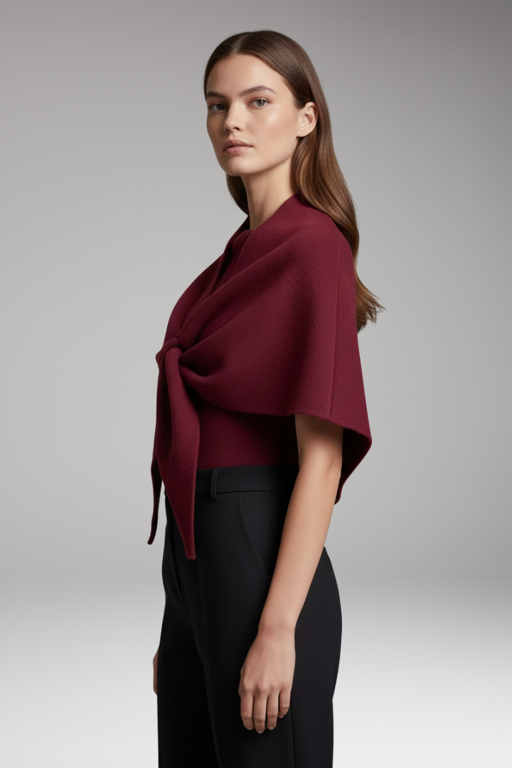 Women’s Knit Shawl with Even-Looking Surface and Draped Edges