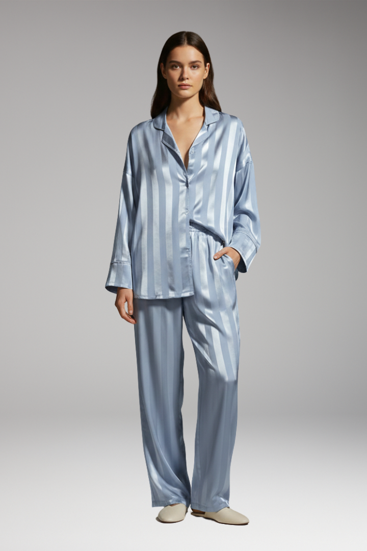 Women’s Pajama Set with Button Top and Elastic Waistband