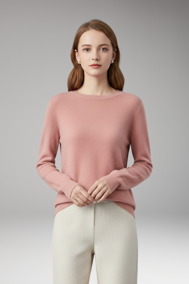 Women’s Jumper with O-Neckline and Long Sleeves
