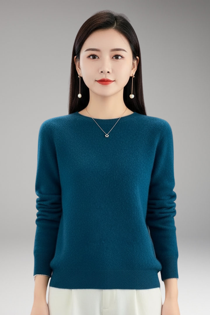 Women’s Jumper with Round Neck and Plain Surface
