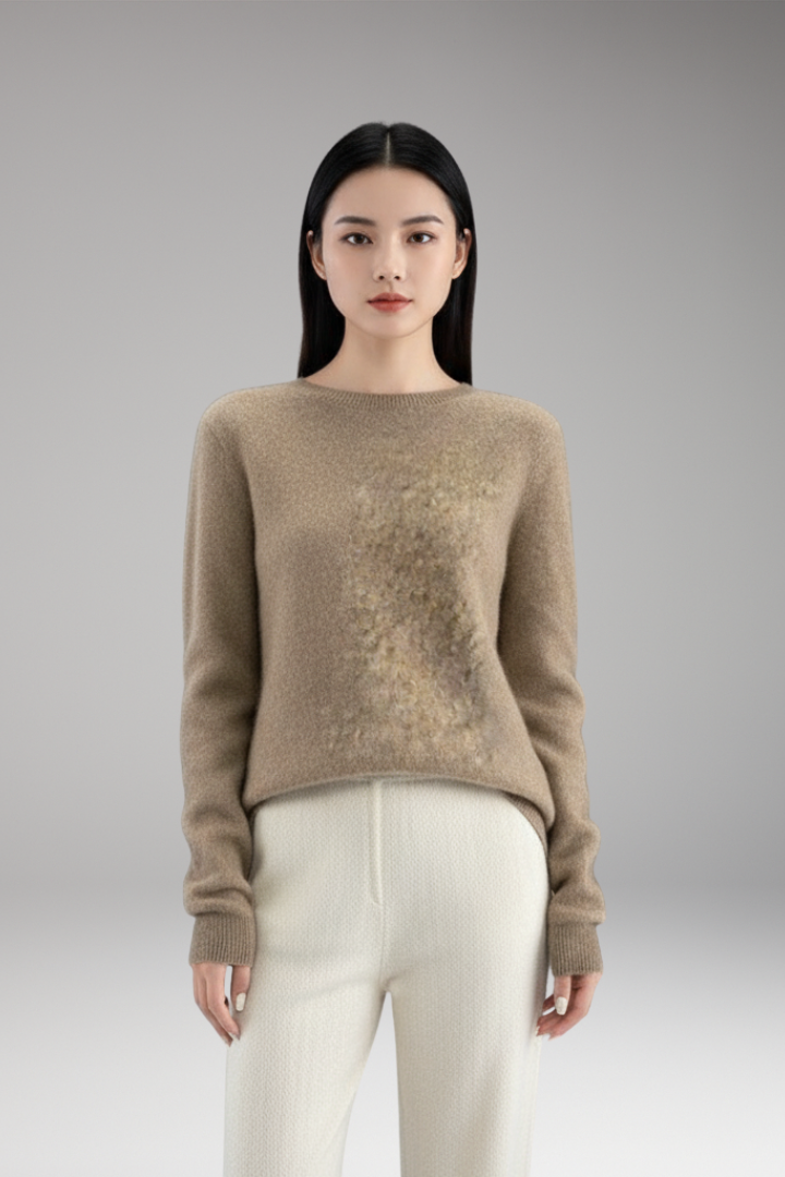 Women’s Jumper with Round Neck and Plain Surface