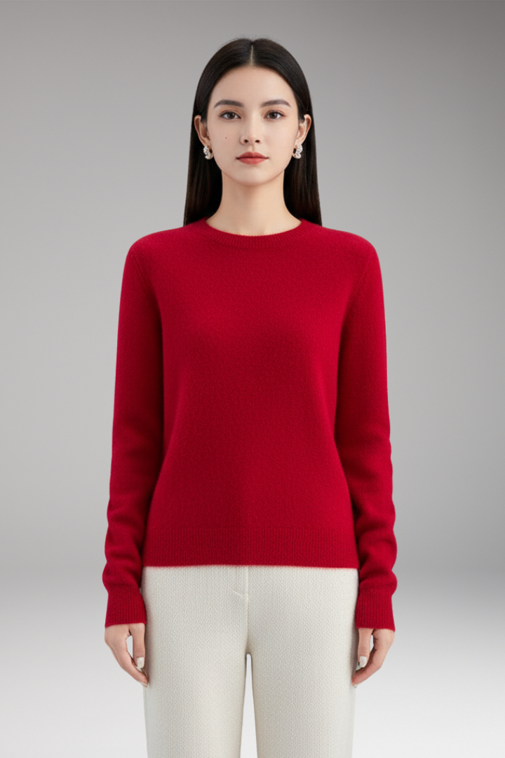Women’s Jumper with Round Neck and Plain Surface