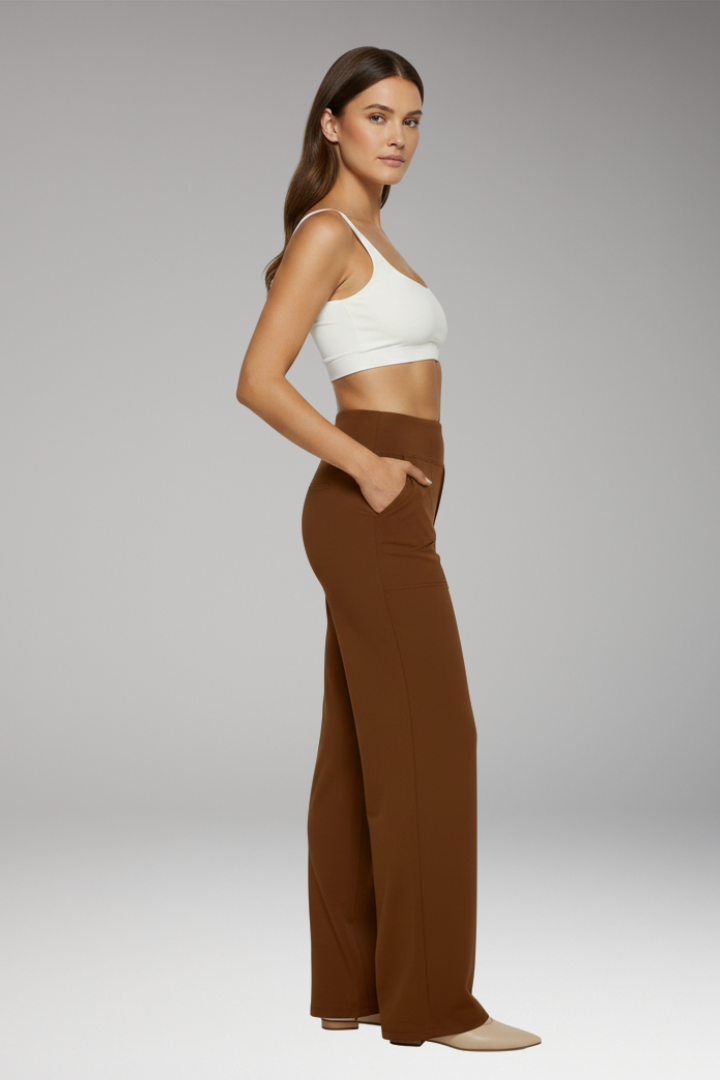 Women’s Trousers with High Waist and Side Pockets
