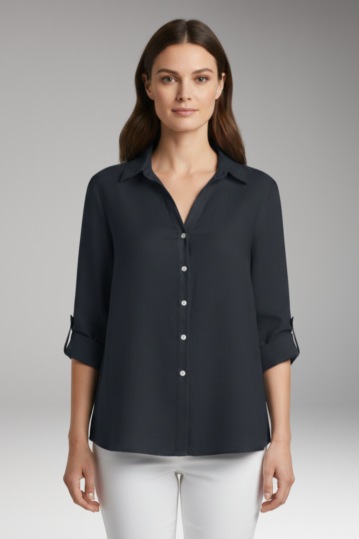 Women’s Blouse with Long Sleeves and Button Placket