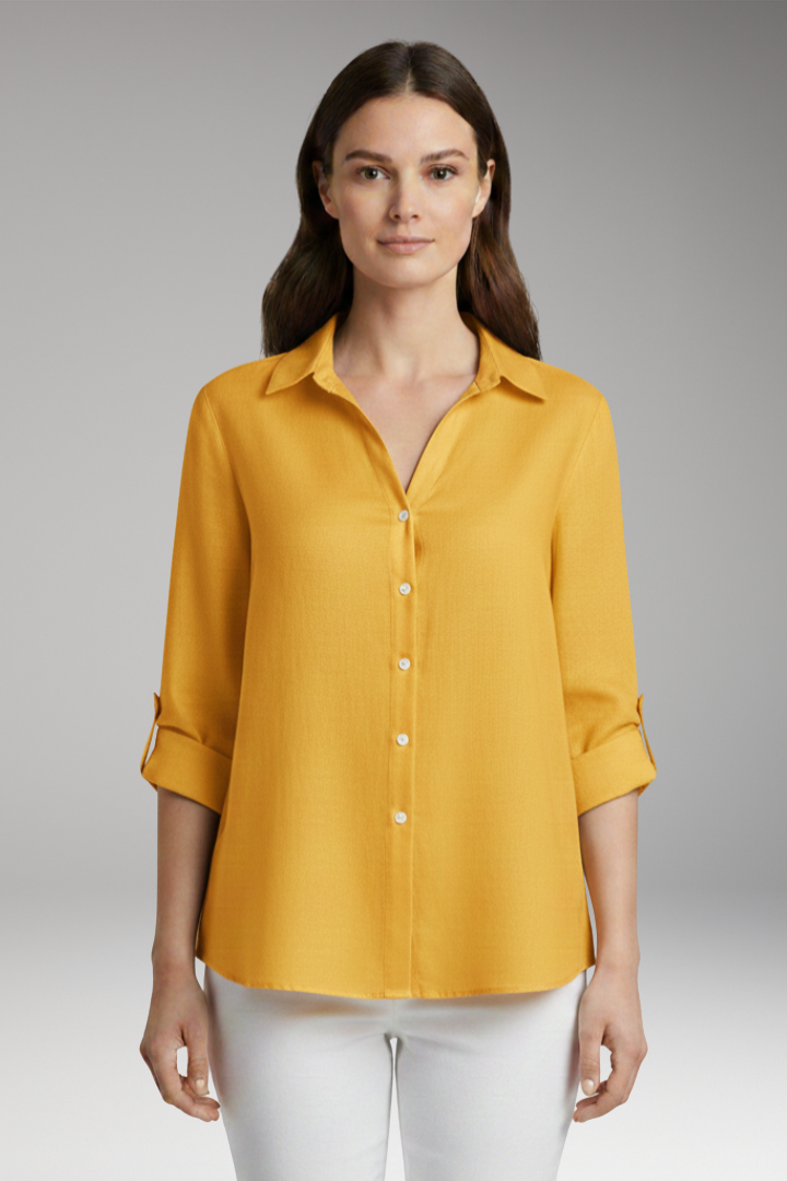Women’s Blouse with Long Sleeves and Button Placket