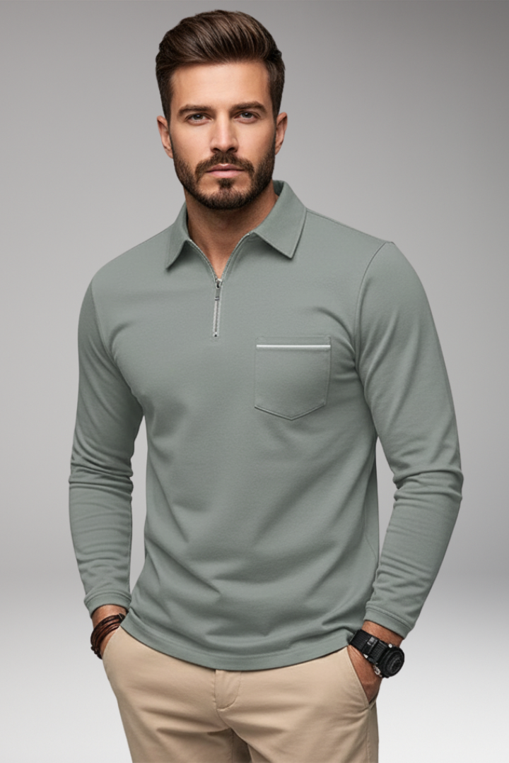 Men’s Long-Sleeve Shirt with Collar and Buttons