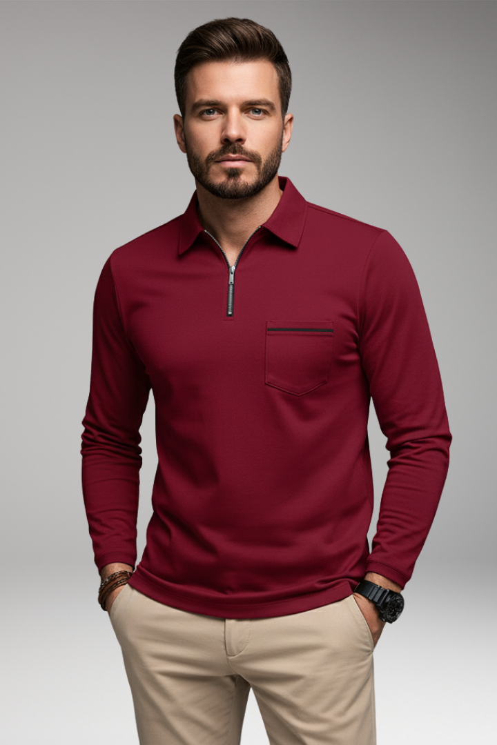 Men’s Long-Sleeve Shirt with Collar and Buttons